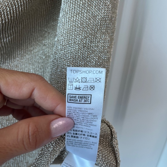 TOPSHOP Gold Metallic Chain Strap Cowl Neck Cami - Picture 5 of 9